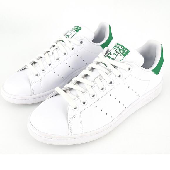 Adidas Stan Smith White Leather Green Heel Tab Sneakers Women’s Size 7 - Picture 1 of 13